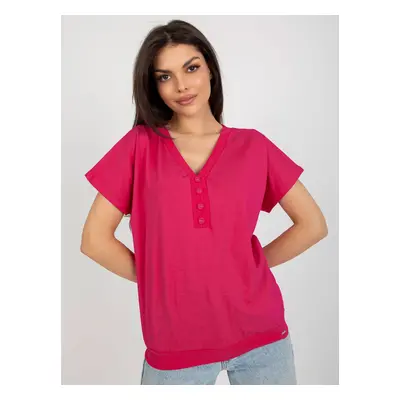 Tmavě růžové triko s výstřihem RV-BZ-8827.95-dark pink