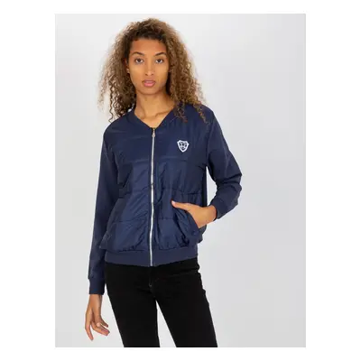 Tmavě modrá bomber mikina na zip RV-BL-8229.69P-dark blue