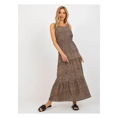 Dámské maxi šaty na ramínka s leopardím vzorem -D73771R30313B-brown