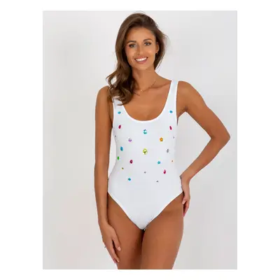 Bílé body s barevnými kamínky NM-BO-L55357.75-white