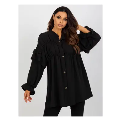 ČERNÁ VOLÁNOVÁ BOHO KOŠILE -TW-KS-BI-2021745.13X-BLACK