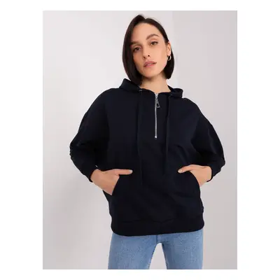 Tmavě modrá oversize mikina se zipem -FA-BL-8809.80-dark blue