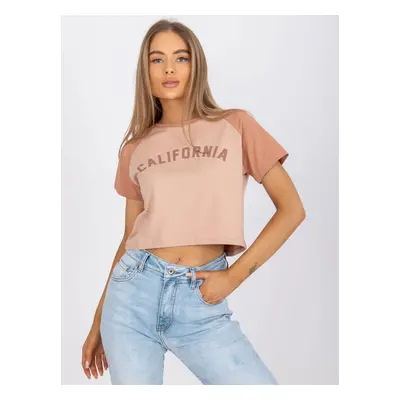 Béžový dámský crop top CALIFORNIA FA-TS-7708.44-beige