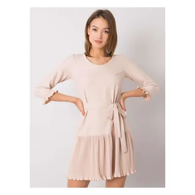 Béžové dámské šaty s vázáním LK-SK-507733.80P-beige