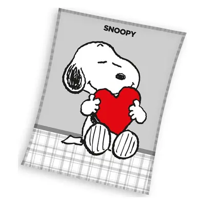 Šedá fleecová dětská deka Snoopy