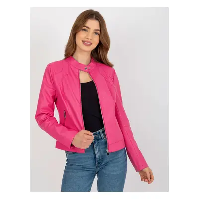 Tmavě růžová koženková bunda -NM-KR-G102.00P-dark pink