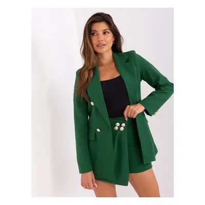 Tmavě zelený elegantní komplet saka a šortek DHJ-KMPL-6215.27-dark green