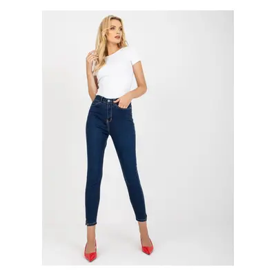 Tmavě modré skinny jeans rozparky D85008E61969-dark blue