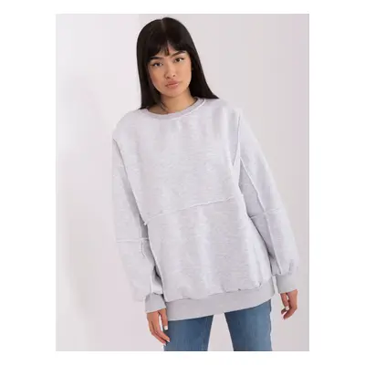 Šedá basic mikina bez kapuce EM-BL-763.00P-light grey