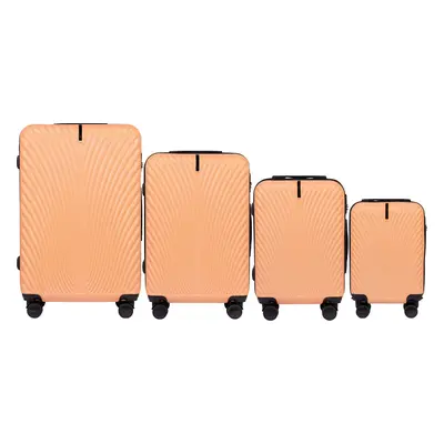 Broskvová 4dílná sada skořepinových kufrů SWAN SN120-4, Set of 4 suitcases (L,M,S,XS) Wings ABS+