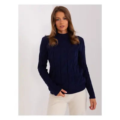 Tmavě modrý teplý svetr s rolákem AT-SW-2235.00P-dark blue