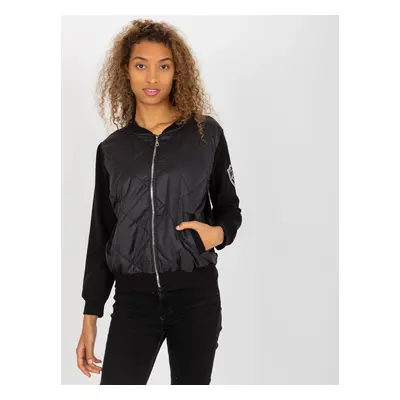 Černá bomber mikina bez kapuce RV-BL-8225.88-black