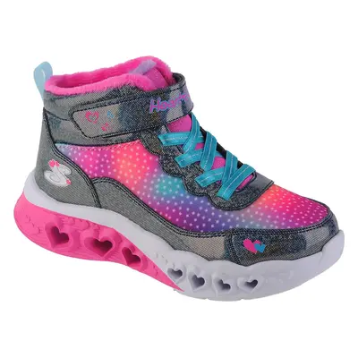 Šedo-růžové dívčí svítící zimní kotníkové tenisky Skechers Flutter Heart Lights - Simple Amor 30