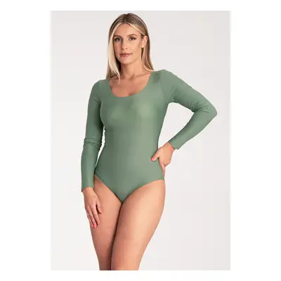 Olivové dámské body výstřihem M1037 olive