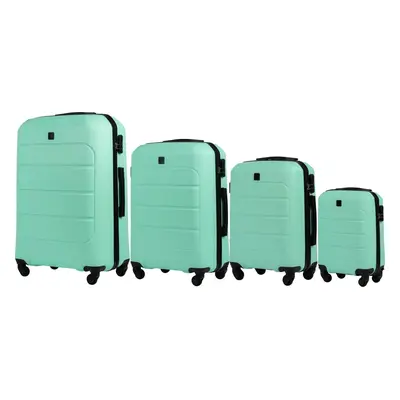 Mintová sada 4 skořepinových kufrů GAN01, Luggage 4 sets (L,M,S,XS) Wings, Light Green