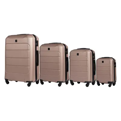 Champagne sada 4 skořepinových kufrů GAN01, Luggage 4 sets (L,M,S,XS) Wings, Champagne