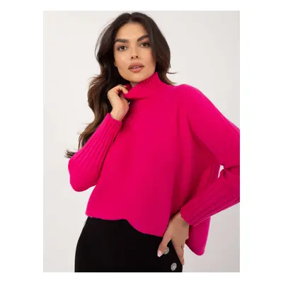 Tmavě růžový dámský oversize rolák IT-SW-0814.37-dark pink