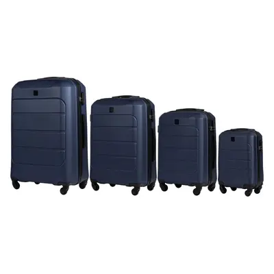 Tmavě modrá sada 4 skořepinových kufrů GAN01, Luggage 4 sets (L,M,S,XS) Wings, Blue