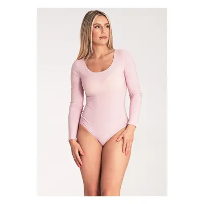 Světle růžové dámské body výstřihem M1037 pink