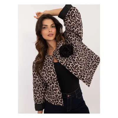 Dámská leopardí přechodová bunda DHJ-KR-A8357-2.87-black-beige