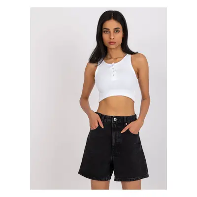 Bílý crop top s knoflíčky Riley RV-TP-7528.11X-white