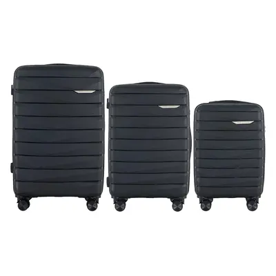 Černá 3dílná Wings MUR01 3, Set of 3 Wings POLIPROPYLEN suitcases L,M,S Black