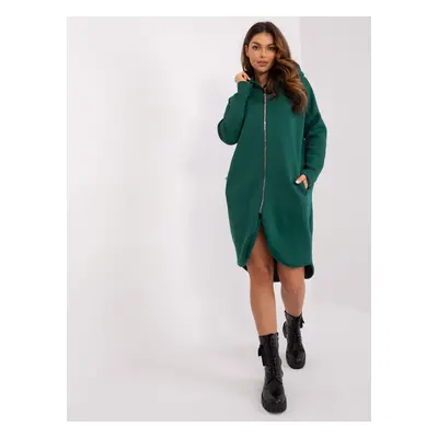 Tmavě zelená dlouhá asymetrická mikina RV-BL-4858-2.97P-dark green