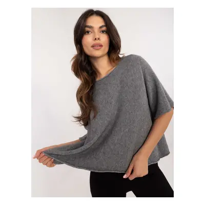 Tmavě šedý dámský oversize svetr s krátkým rukávem IT-SW-0811.82P-dark grey