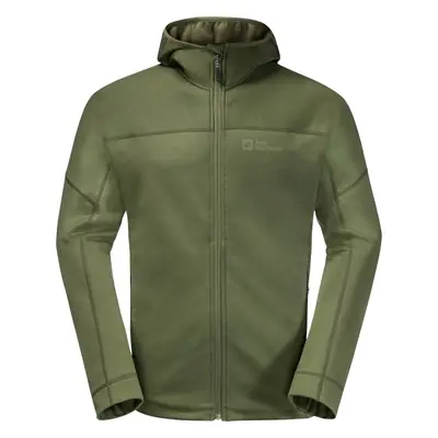 Tmavě zelená pánská fleecová bunda Jack Wolfskin Hirschberg Hooded FZ M 1710881-4129