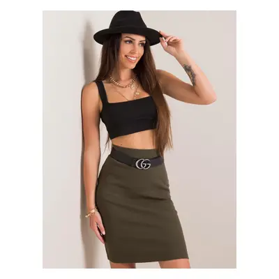 Khaki dámská úpletová sukně RV-SD-4271.29P-khaki