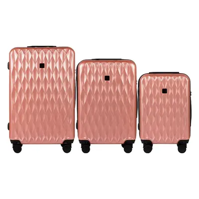 Růžová sada cestovních kufrů GOLDEN EAGLE PC190, Set of 3 suitcases (L,M,S)