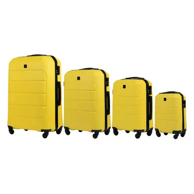 Žlutá sada 4 skořepinových kufrů GAN01, Luggage 4 sets (L,M,S,XS) Wings, Yellow