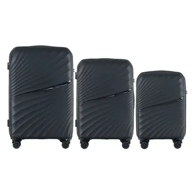 Černá 3dílná Wings HPE01 3, Set of 3 Wings POLIPROPYLEN suitcases L,M,S Black