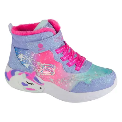 RŮŽOVO-FIALOVÉ SVÍTÍCÍ KOTNÍKOVÉ TENISKY SKECHERS UNICORN DREAMS - MAGICAL COVE 303057L-LVHP