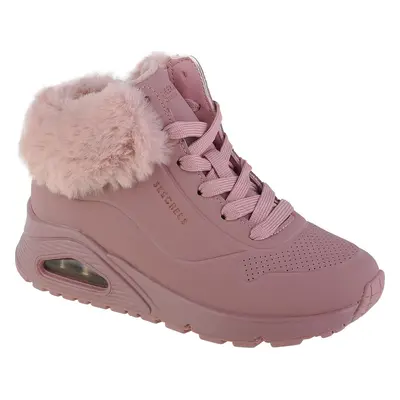 Růžové dívčí kotníkové tenisky s kožíškem Skechers Uno - Fall Air 310539L-MVE