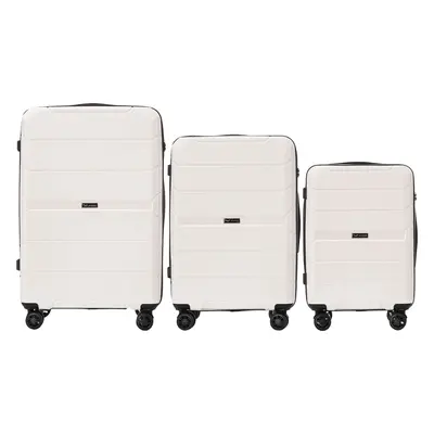 Bílá sada cestovních kufrů Sparrow PP06-3, Set of 3 Wings POLIPROPYLEN suitcases L,M,S White