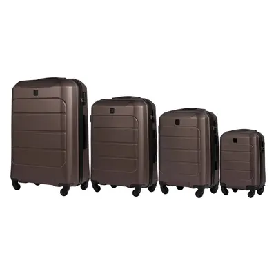 Kávově hnědá sada 4 skořepinových kufrů GAN01, Luggage 4 sets (L,M,S,XS) Wings, Coffee