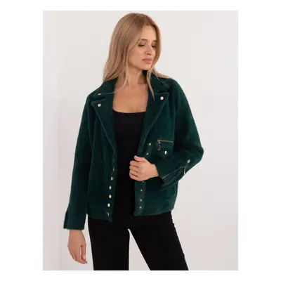 TMAVĚ ZELENÝ DÁMSKÝ KABÁTEK Z ALPAKY MBM-KR-250.77-DARK GREEN