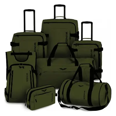 Khaki sada cestovních kufrů Rook 1809, Set of 7 suitcases Wings, Dark Green