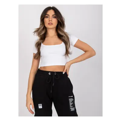 Bílý dámský crop top krátkými rukávy RV-TS-7538.12P-white