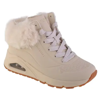 Béžové dívčí kotníkové tenisky s kožíškem Skechers Uno - Fall Air 310539L-NAT