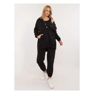 Dámská černá tepláková souprava s oversize mikinou a topem EM-KMPL-847.68-black