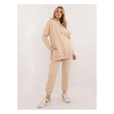 BÉŽOVÁ DÁMSKÁ TEPLÁKOVÁ SOUPRAVA S CROP-TOPEM EM-KMPL-847.32-BEIGE