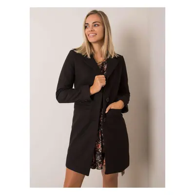 Černý dámský kabát s kapsami TW-PL-BI-25533.18-black