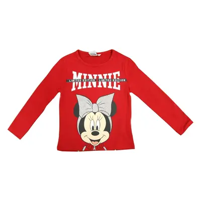 ČERVENÉ TŘPYTIVÉ TRIČKO MINNIE S DLOUHÝM RUKÁVEM