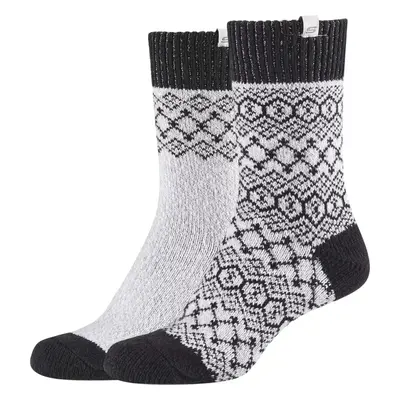 BÍLO-ČERNÉ VZOROVANÉ PONOŽKY SKECHERS CASUAL COZY JACQUARD 2PPK SOCKS SK41047-9202