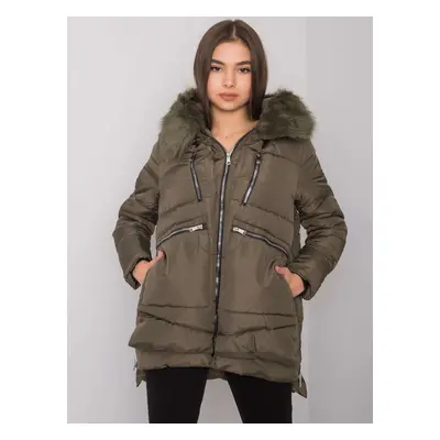 Khaki dámská zimní bunda se zipy NM-KR-H-1072.95P-khaki