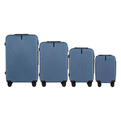 Modrá 4dílná sada skořepinových kufrů SWAN SN120-4, Set of 4 suitcases (L,M,S,XS) Wings ABS+, BL