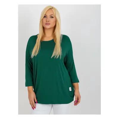 Tmavě zelená volná halenka s 3/4 rukávem RV-BZ-3770.92-dark green