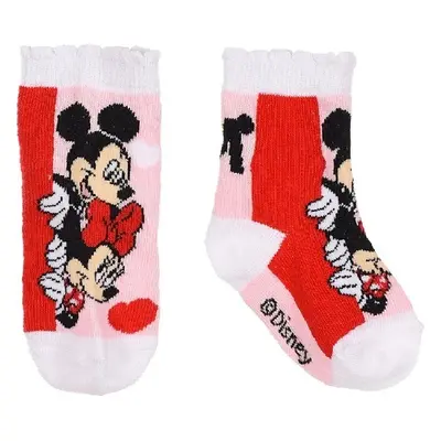 DISNEY MINNIE MOUSE - RŮŽOVO-BÍLÉ DÍVČÍ PONOŽKY